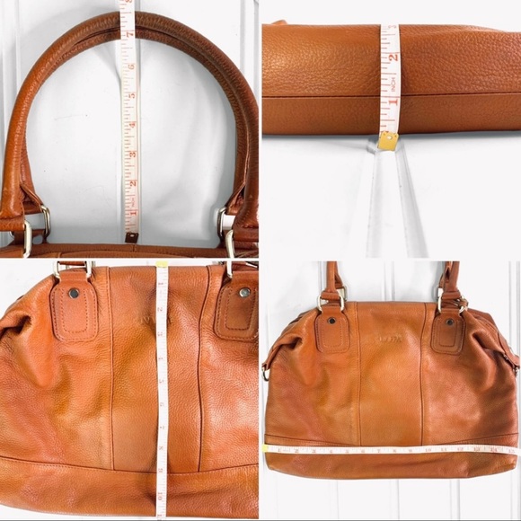 NAPPA BROWN GENUINE LEATHER MEDIUM BAG CAMEL HANDBAG DESIGNER WOMEN PURSE - Picture 2 of 10